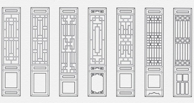 尼玛常用中式仿古花窗图案隔断设计图